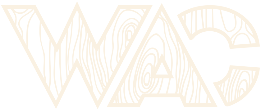 Logo WAC effet texture bois stylisée